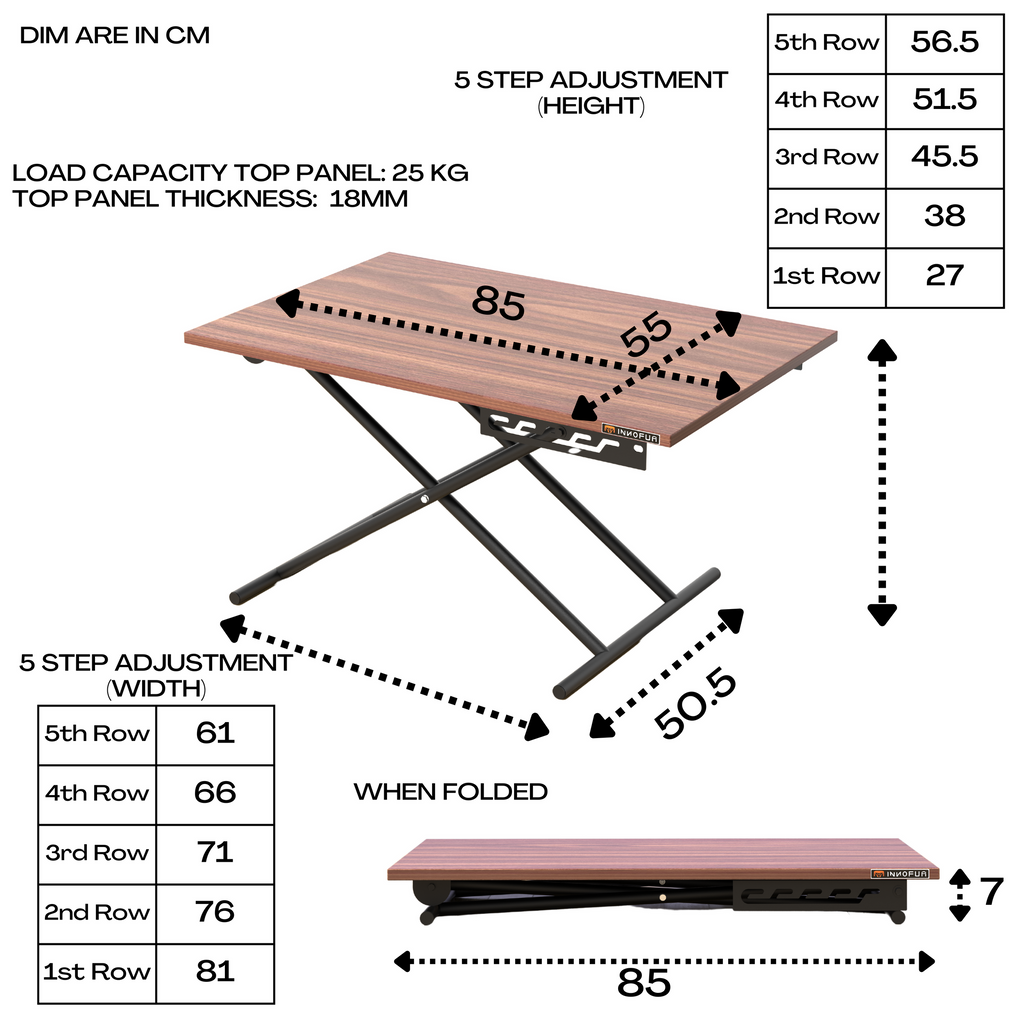 InnoFur Karry Foldable Height Adjustable Coffee/Center Table